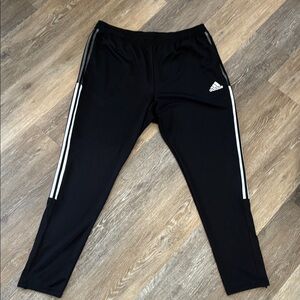 Adidas Men's Black Sweatpants with White Accents
